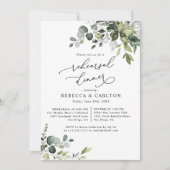 Dusty Blue Eucalyptus Greenery Rehearsal Dinner Kaart (Voorkant)