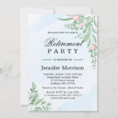 Dusty Blue Eucalyptus Greenery Retirement Party Kaart (Voorkant)