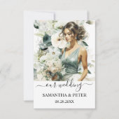 Dusty Blue Eucalyptus Greenery RSVP Kaartje (Voorkant)