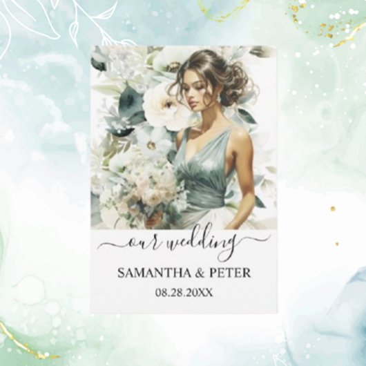 Dusty Blue Eucalyptus Greenery RSVP Kaartje