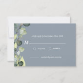 Dusty Blue Eucalyptus Greenery RSVP Simple Kaart (Voorkant)