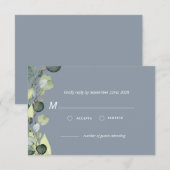 Dusty Blue Eucalyptus Greenery RSVP Simple Kaart (Voorkant / Achterkant)
