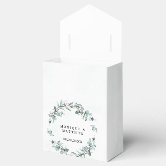 Dusty Blue Eucalyptus Greenery Rustic Wedding Bedankdoosjes (Geopend)