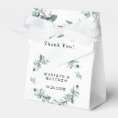 Dusty Blue Eucalyptus Greenery Rustic Wedding Bedankdoosjes (Voorkant Zijde)