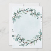 Dusty Blue Eucalyptus Greenery Rustic Wedding Kaart (Achterkant)