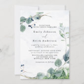Dusty Blue Eucalyptus Greenery Rustic Wedding Kaart (Voorkant)