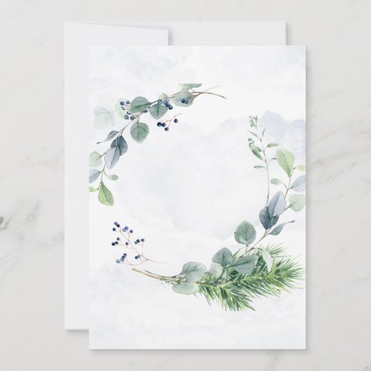 Dusty Blue Eucalyptus Greenery Rustic Wedding Kaart (Achterkant)