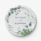 Dusty Blue Eucalyptus Greenery Rustic Wedding Papieren Bordje (Voorkant)