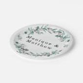 Dusty Blue Eucalyptus Greenery Rustic Wedding Papieren Bordje (Gekanteld)