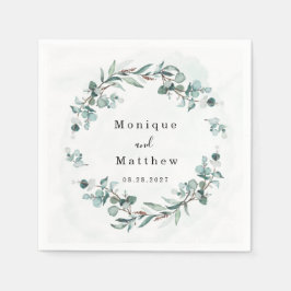 Dusty Blue Eucalyptus Greenery Rustic Wedding Servet