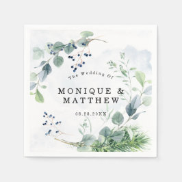 Dusty Blue Eucalyptus Greenery Rustic Wedding Servet