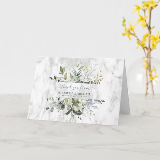 Dusty Blue Eucalyptus Greenery Succulent Bedankt Kaart (Gele Bloem)