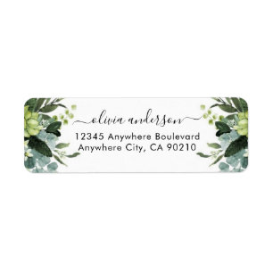 Dusty Blue Eucalyptus Greenery Succulent Wedding Etiket