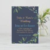 Dusty Blue Eucalyptus Greenery Succulent Wedding Feestdagenkaart (Staand voorkant)