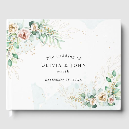 Dusty Blue Eucalyptus Greenery Succulent Wedding Gastenboek (Voorkant)
