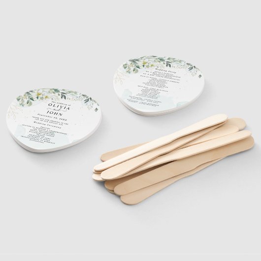 Dusty Blue Eucalyptus Greenery Succulent Wedding Handwaaier (Niet-gemonteerd)