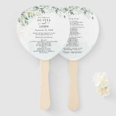 Dusty Blue Eucalyptus Greenery Succulent Wedding Handwaaier (Voorkant en achterkant)