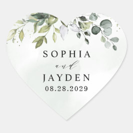 Dusty Blue Eucalyptus Greenery Succulent Wedding Hart Sticker