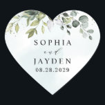 Dusty Blue Eucalyptus Greenery Succulent Wedding Hart Sticker<br><div class="desc">Dit ontwerp is beschikbaar met twee verschillende stoffige blauwe tinten. Eén optie is veel duurder dan de andere en leidt naar een grijs-stoffige blauw. Deze die u momenteel bekijkt leunt meer naar blauw voor de waterverf spetters. Vergelijk elke voorvertoning op het scherm voor een perfecte overeenkomst wanneer het op uw...</div>