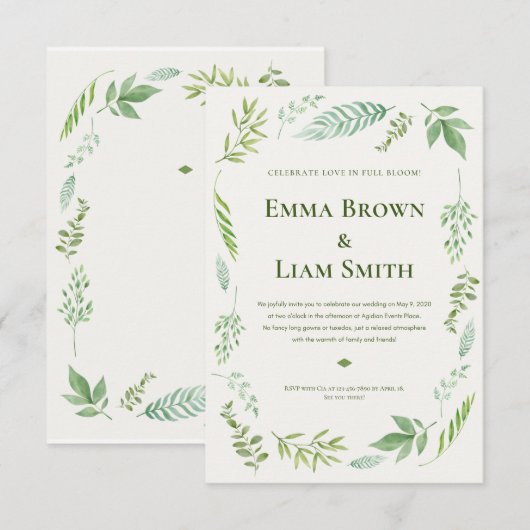 Dusty Blue Eucalyptus Greenery Succulent Wedding I Bedankkaart (Voorkant / Achterkant)