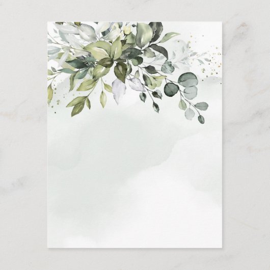 Dusty Blue Eucalyptus Greenery Succulent Wedding Informatiekaartje (Achterkant)