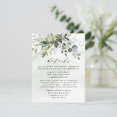 Dusty Blue Eucalyptus Greenery Succulent Wedding Informatiekaartje (Staand voorkant)
