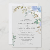 Dusty Blue Eucalyptus Greenery Succulent Wedding Kaart (Voorkant)