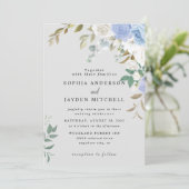 Dusty Blue Eucalyptus Greenery Succulent Wedding Kaart (Staand voorkant)