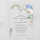 Dusty Blue Eucalyptus Greenery Succulent Wedding Kaart (Voorkant / Achterkant)