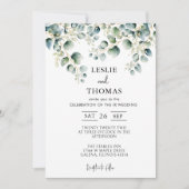 Dusty Blue Eucalyptus Greenery Succulent Wedding Kaart (Voorkant)