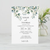 Dusty Blue Eucalyptus Greenery Succulent Wedding Kaart (Staand voorkant)