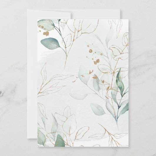 Dusty Blue Eucalyptus Greenery Succulent Wedding Kaart (Achterkant)