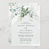 Dusty Blue Eucalyptus Greenery Succulent Wedding Kaart (Voorkant / Achterkant)