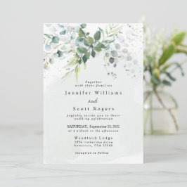 Dusty Blue Eucalyptus Greenery Succulent Wedding Kaart
