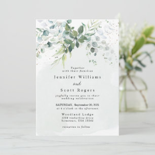 Dusty Blue Eucalyptus Greenery Succulent Wedding Kaart