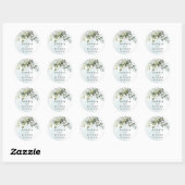 Dusty Blue Eucalyptus Greenery Succulent Wedding Ronde Sticker (Vel)