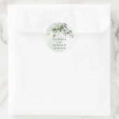 Dusty Blue Eucalyptus Greenery Succulent Wedding Ronde Sticker (Tas)