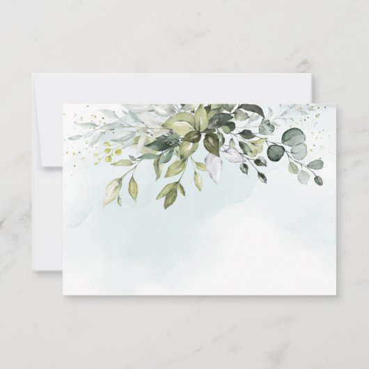 Dusty Blue Eucalyptus Greenery Succulent Wedding RSVP Kaartje (Achterkant)