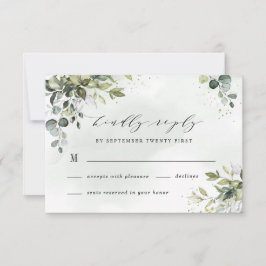 Dusty Blue Eucalyptus Greenery Succulent Wedding RSVP Kaartje