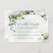 Dusty Blue Eucalyptus Greenery Succulent Wedding RSVP Kaartje (Voorkant / Achterkant)