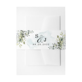 Dusty Blue Eucalyptus Greenery Succulent Wedding Uitnodigingen Wikkel