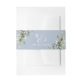 Dusty Blue Eucalyptus Greenery Succulent Wedding Uitnodigingen Wikkel