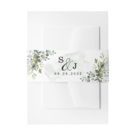 Dusty Blue Eucalyptus Greenery Succulent Wedding Uitnodigingen Wikkel