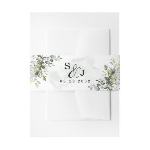 Dusty Blue Eucalyptus Greenery Succulent Wedding Uitnodigingen Wikkel