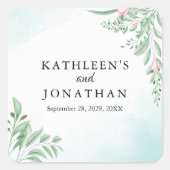 Dusty Blue Eucalyptus Greenery Succulent Wedding Vierkante Sticker (Voorkant)