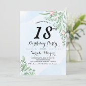 Dusty Blue Eucalyptus Greenery Sweet 18th Birthday Kaart (Staand voorkant)