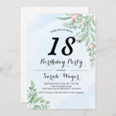 Dusty Blue Eucalyptus Greenery Sweet 18th Birthday Kaart (Voorkant / Achterkant)
