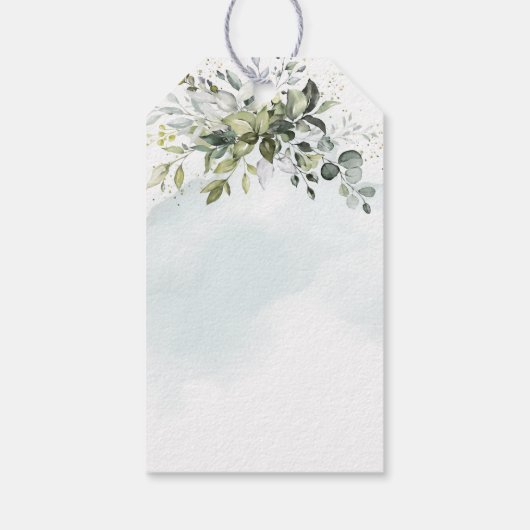 Dusty Blue Eucalyptus Greenery Weddenschap Cadeaulabel (Achterkant)
