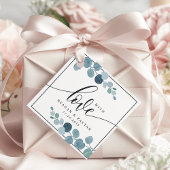 Dusty Blue Eucalyptus Greenery Weddenschap met lie Bedankjes Labels