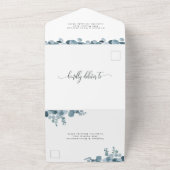 Dusty Blue Eucalyptus Greenery Wedding All In One Uitnodiging (Buitenkant)